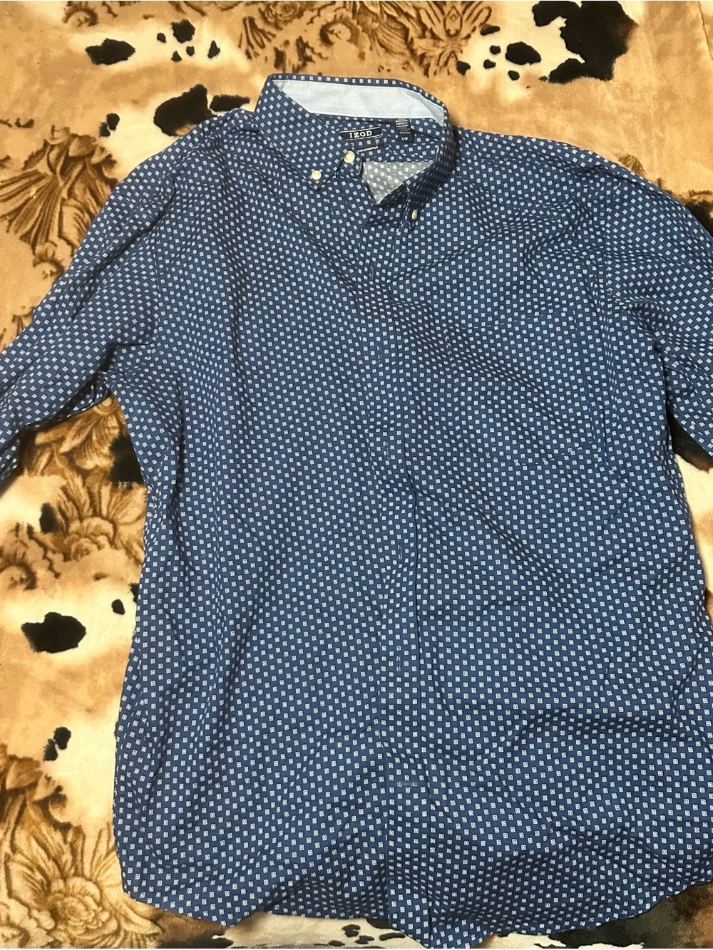 Izod Navy Blue Microdot Button-Down Shirt